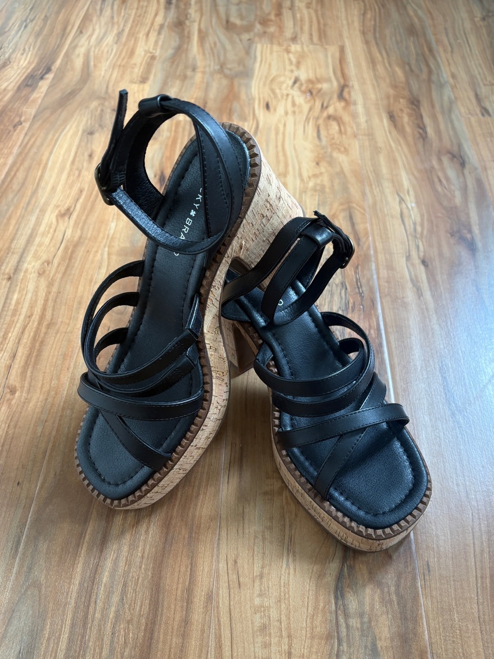 Lucky Brand Black Cork Chunky Sandals